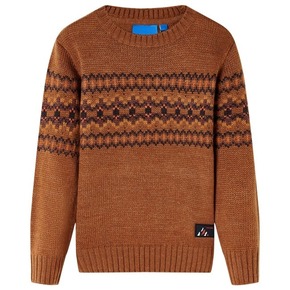 VidaXL Dječji pulover pleteni boja konjaka 128
