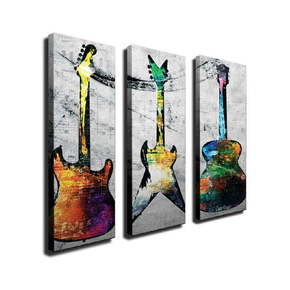 3-dijelna zidna slika na platnu Guitars
