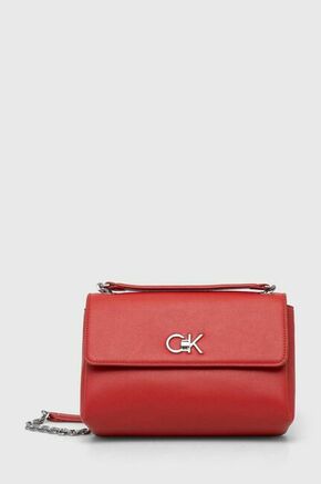 Torba Calvin Klein boja: crvena - crvena. Srednje veličine torba iz kolekcije Calvin Klein. na kopčanje model izrađen od ekološke kože.