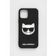 Etui za mobitel Karl Lagerfeld Iphone 12/12 Pro 6,1'' boja: crna - crna. Etui za iPhone iz kolekcije Karl Lagerfeld. Model izrađen materijala s aplikacijom.