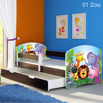 Dječji krevet ACMA s motivom, bočna wenge + ladica 140x70 01 Zoo