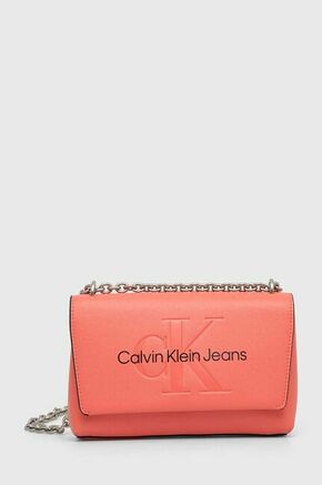 Calvin Klein Jeans Torba - roza. Mala torba iz kolekcije Calvin Klein Jeans. Model na kopčanje izrađen od ekološke kože.