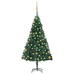 vidaXL Umjetno božićno drvce LED s kuglicama zeleno 150 cm PVC