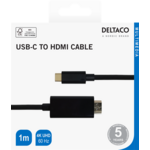 DELTACO USB-C - HDMI cable, 4K UHD, gold plated, 1m, black