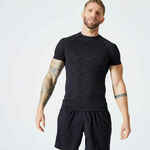 Majica kratkih rukava za bodybuilding kompresijska muška crna-kaki