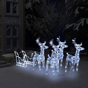 VidaXL Ukrasni božićni sobovi i sanjke s 400 LED žarulja akrilni