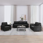 3-dijelni set sofa s jastucima crni baršunasti