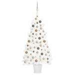 Umjetno božićno drvce s LED svjetlima i kuglicama bijelo 65 cm