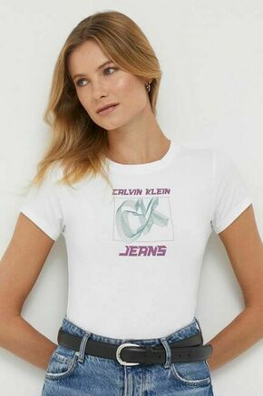 Calvin Klein Jeans Majica 'Hyper Real' sivkasto plava / tamno ljubičasta / bijela