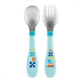 Chicco Metal Cutlery set pribora za jelo 18m+ Blue