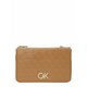 Torba Calvin Klein boja: bež - bež. Mala torba iz kolekcije Calvin Klein. Model na kopčanje, izrađen od ekološke kože. Lagan i udoban model idealan za svakodnevno nošenje.