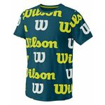 Majica za dječake Wilson All Over Logo Tech Tee B - blue coral
