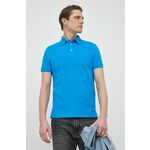Pamučna polo majica Tommy Hilfiger boja: tirkizna, jednobojni model - plava. Polo majica iz kolekcije Tommy Hilfiger. Model izrađen od glatke pletenine.
