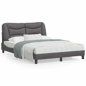 VidaXL Okvir kreveta s LED svjetlima sivi 140 x 200 cm od umjetne kože