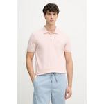 BOSS Orange polo za muškarce s pamukom roza 50537507