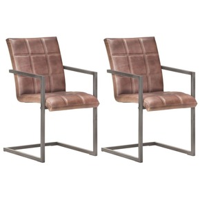 VidaXL Konzolne blagovaonske stolice od prave kože 2 kom grube smeđe