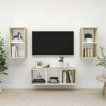 vidaXL 3-dijelni set TV ormarića bijeli i boja hrasta od iverice