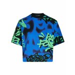 KARL LAGERFELD JEANS Majica 'Crapule2000' neonsko plava / svijetlozelena / crna
