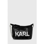 Torba Karl Lagerfeld boja: crna - crna. Mala torba iz kolekcije Karl Lagerfeld. Na kopčanje izrađen od kombinacije tekstilnog materijala i ekološke kože.