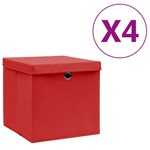 vidaXL Kutije za pohranu s poklopcima 4 kom 28 x 28 x 28 cm crvene