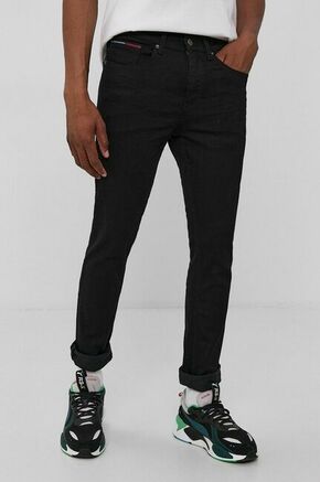 Traperice Tommy Jeans za muškarce - crna. Traperice iz kolekcije Tommy Jeans u stilu slim sa srednje visokim strukom. Model izrađen od glatkog trapera.