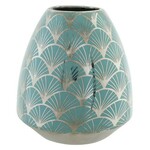 Vase DKD Home Decor Porcelain Golden Turquoise White Oriental Chromed 16 x 16 x 18 cm