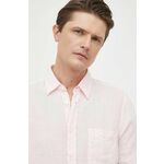 Lanena košulja BOSS BOSS ORANGE boja: ružičasta, regular, s klasičnim ovratnikom - roza. Košulja iz kolekcije BOSS izrađena od lagane tkanine. Model od prozračnog, lanenog materijala.