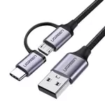Ugreen USB-A to Micro USB + USB-C cable braided 1m