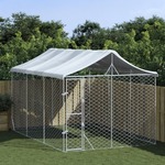 vidaXL Vanjski kavez za pse s krovom srebrni 3 x 4,5 x 2,5 m čelični