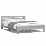 vidaXL Okvir kreveta s uzglavljem LED siva boja hrasta 140x200 cm