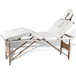 vidaXL Sklopivi stol za masažu s drvenim okvirom četvorodijelni krem bijeli