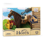 Konjički set igračaka sa konjem, češljem i peharom