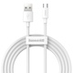 Baseus Simple Wisdom Data Cable Kit USB to Micro 2.1A (2PCS/Set) 1.5m Bijeli (paket od 5 komada)