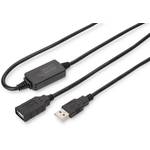 Digitus USB kabel USB 2.0 USB-A utičnica, USB-A utikač 20.00 m crna s USB, s produžnim kabelom