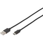 Digitus USB kabel USB 2.0 USB-C™ utikač, USB-A utikač 1.80 m crna okrugli, utikač primjenjiv s obje strane, dvostruko zaštićen
