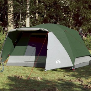 VidaXL Šator za kampiranje za 6 osoba zeleni 412x370x190 cm taft 190T