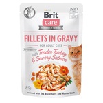 Brit Care Cat Fillets in Gravy - Turkey &amp; Salmon 24 x 85 g