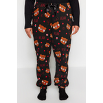 Trendyol Curve Black Animal Pattern Knitted Pajamas Set crna