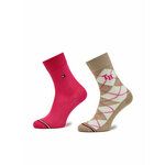 Set od 2 para dječjih visokih čarapa Tommy Hilfiger 701224987 Sand/Pink Combo 002