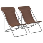 vidaXL Sklopive stolice za plažu od čelika i tkanine Oxford 2 kom smeđe