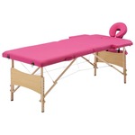 vidaXL Sklopivi masažni stol s 2 zone drveni ružičasti