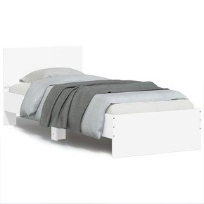 Okvir za krevet s uzglavljem i LED svjetlima bijeli 90x200 cm