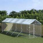 Vanjski kavez za pse s krovom srebrni 2x10x2 5m pocinčani čelik