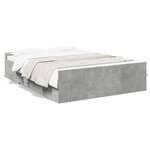 Okvir kreveta s ladicama siva boja betona 120x200 cm drveni