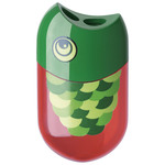 Šiljilo-gumica pvc s pvc kutijom 2rupe Riba/Papiga Faber Castell 183525 crveno/zeleno