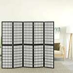 vidaXL Sklopiva sobna pregrada 5 panela japanski stil 200x170 cm crna