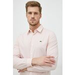 Lacoste Pamučna košulja - roza. Košulja iz kolekcije Lacoste. Model izrađen od glatke tkanine. Ima klasični ovratnik.