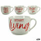 Cup Time Porcelain Red White 500 ml 24 Units