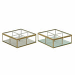 Jewelry box DKD Home Decor Green Light grey Metal Crystal 15 x 15 x 5,5 cm (2 Units)