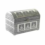 Jewelry box DKD Home Decor Green Silver Wood Aluminium 25 x 15 x 18 cm